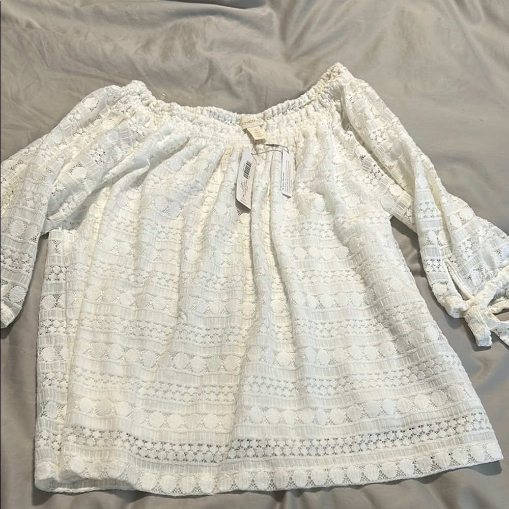 White Lace Off-Shoulder Women's Top